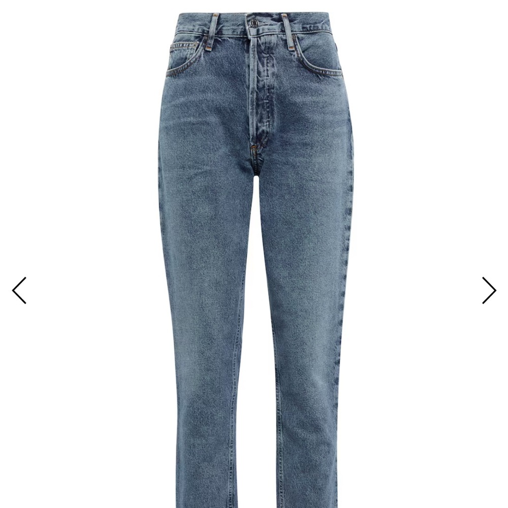 Agolde Blue High-Waisted Straight-Leg Jeans